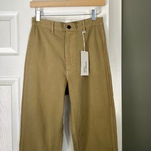 OZMA super high rise straight leg zipper fly pant. Tan NWT